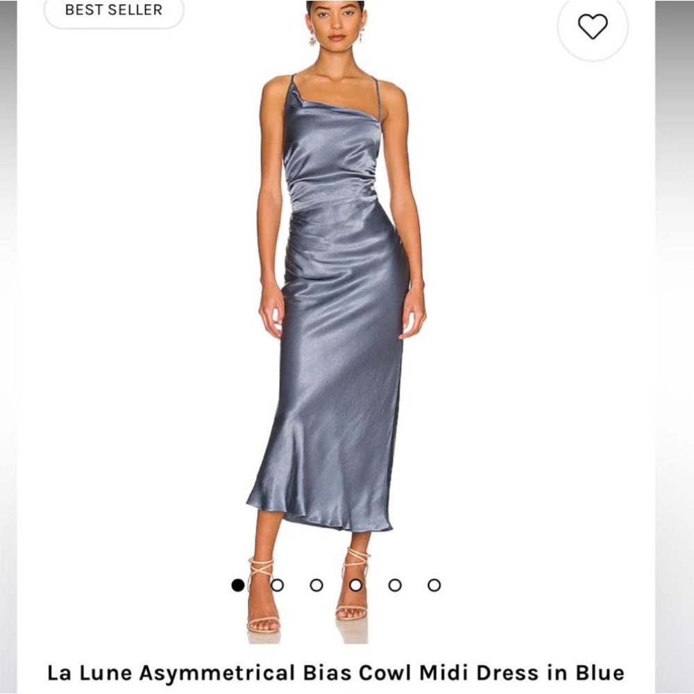 Shona Joy La Lune Asymmetrical Bias Cowl Midi Dress Blue Smoke AU8 US4